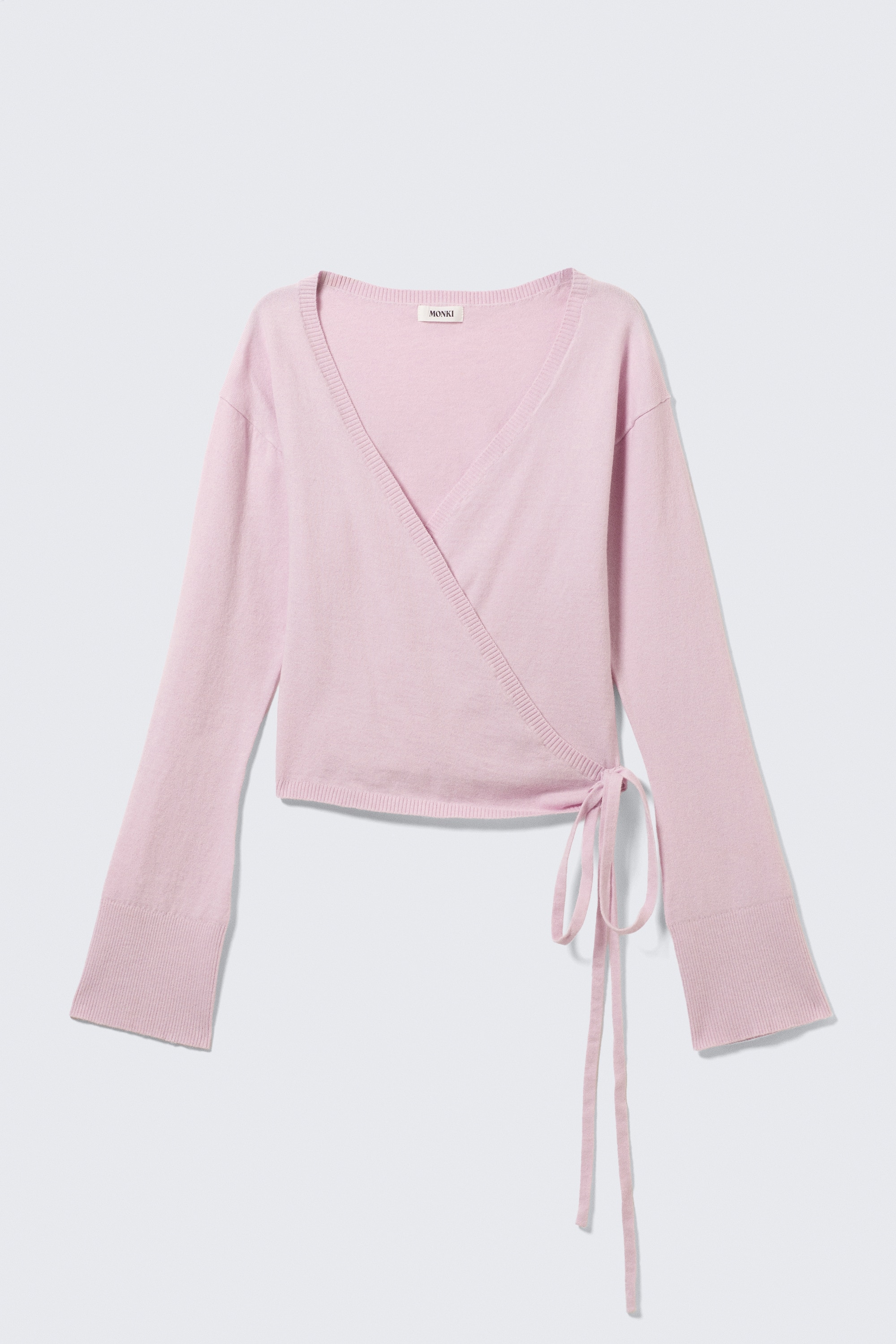 Cardigan avvolgente a V - Rosa chiaro/Nero/Grigio mélange