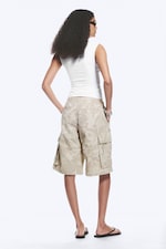 Light Beige - Camouflage - Loose Low Rise Cargo Shorts - 3
