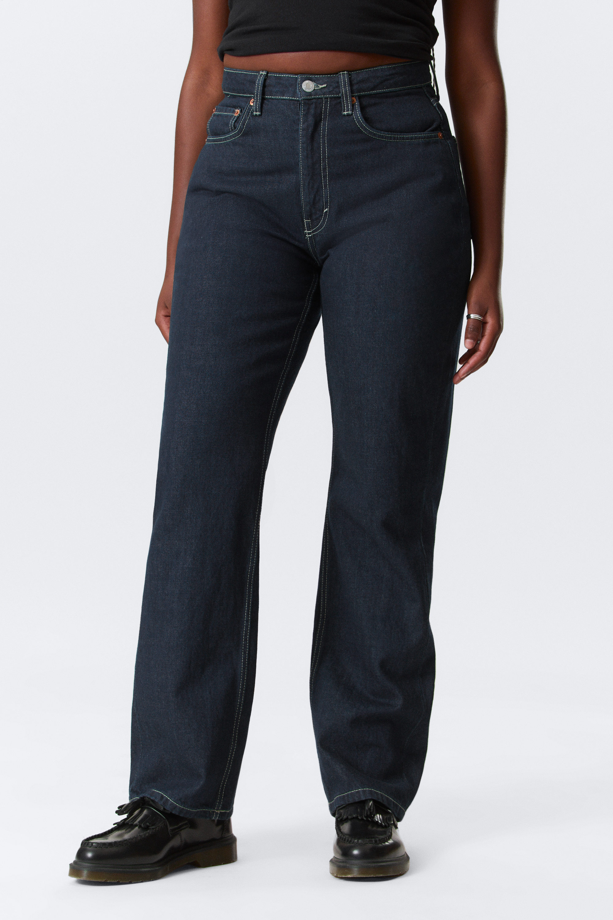 Blue Rinse - Mörkblå - Resolute Curve High Waist Regular Straight Jeans - 2