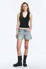 Port Blue - Bleu clair - Duchess Short en jean taille basse - 0