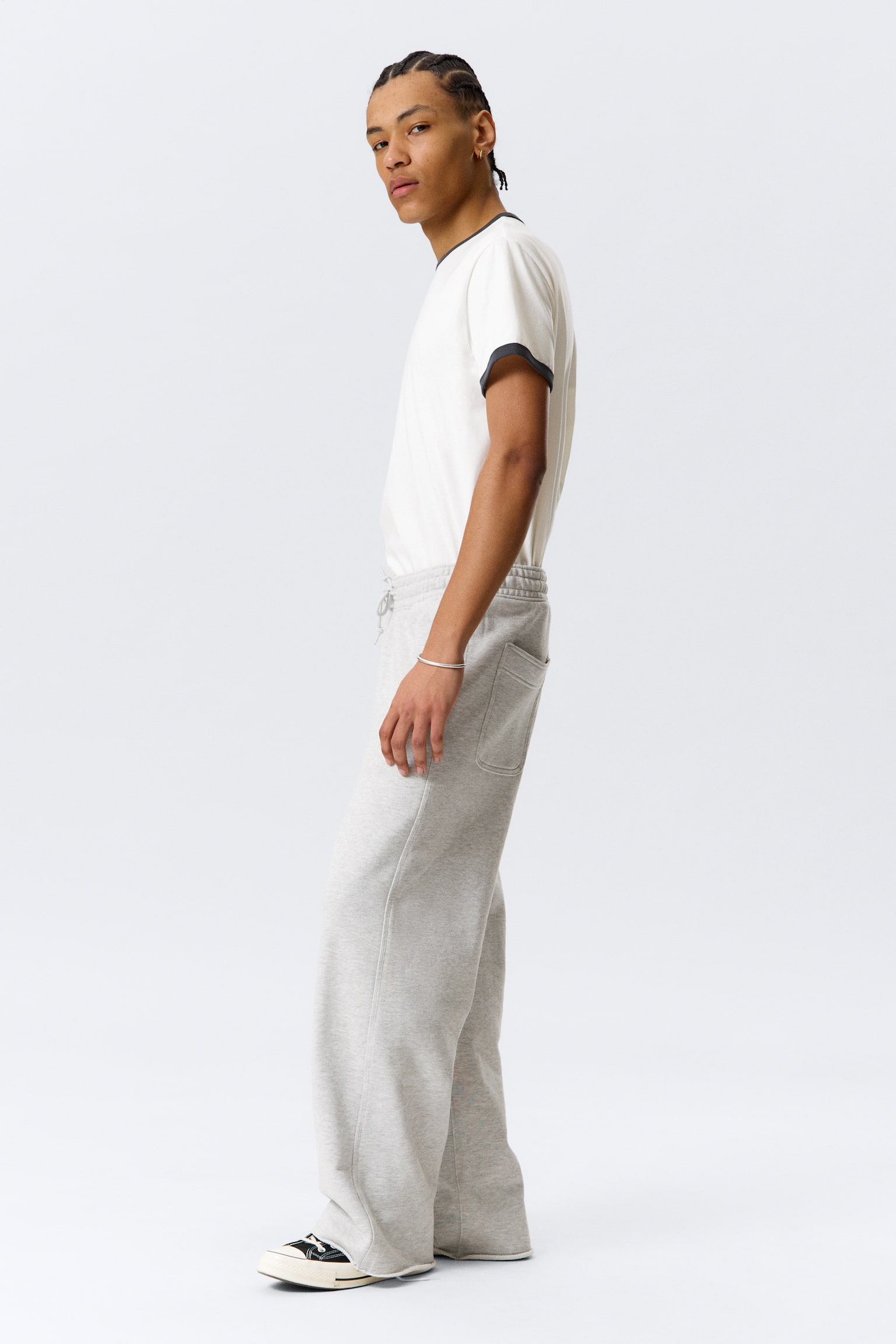 Astro Loose Terry Sweatpants - Light Dusty Grey/Black - 4