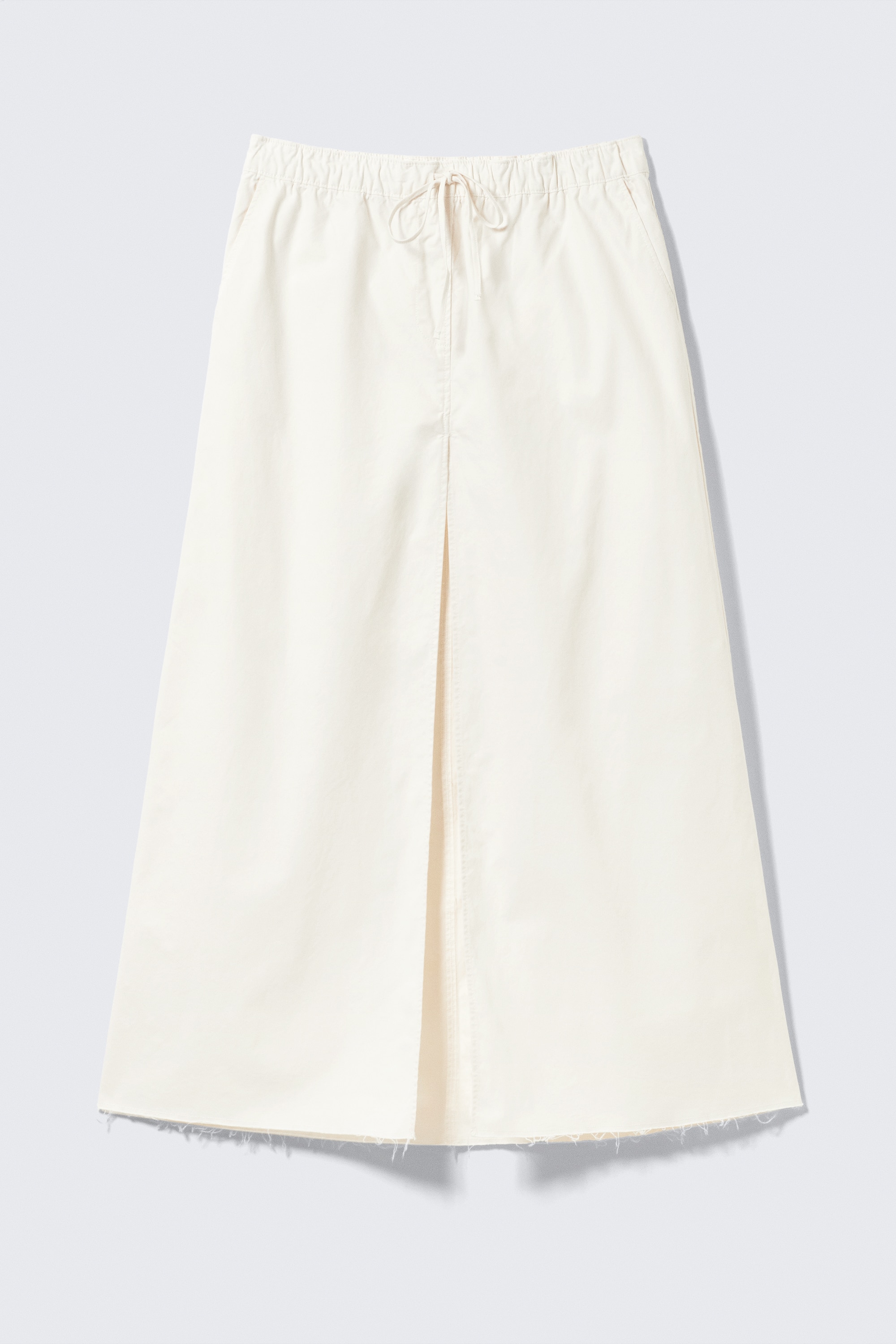 Maxi gonna in tela di cotone con coulisse - Bianco/Marrone scuro