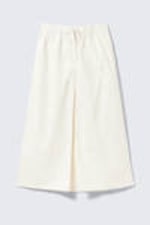 White - Drawstring Cotton Canvas Maxi Skirt - 4