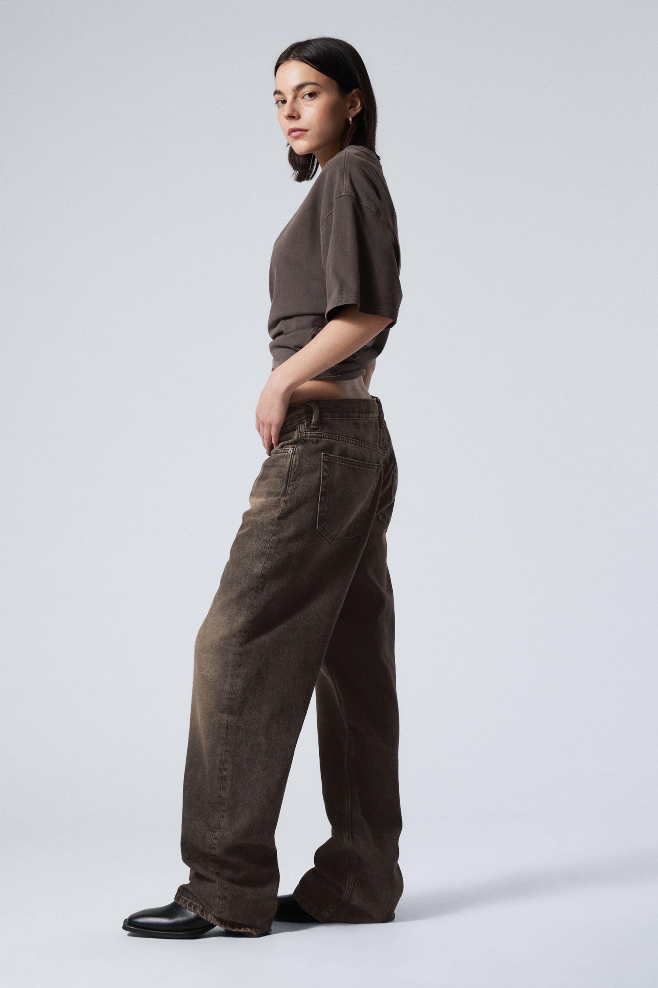 Bruin met wassing - Galaxy Loose Straight Leg Jeans - 6