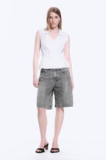 White - Sleeveless Cotton Wrap Top - 1