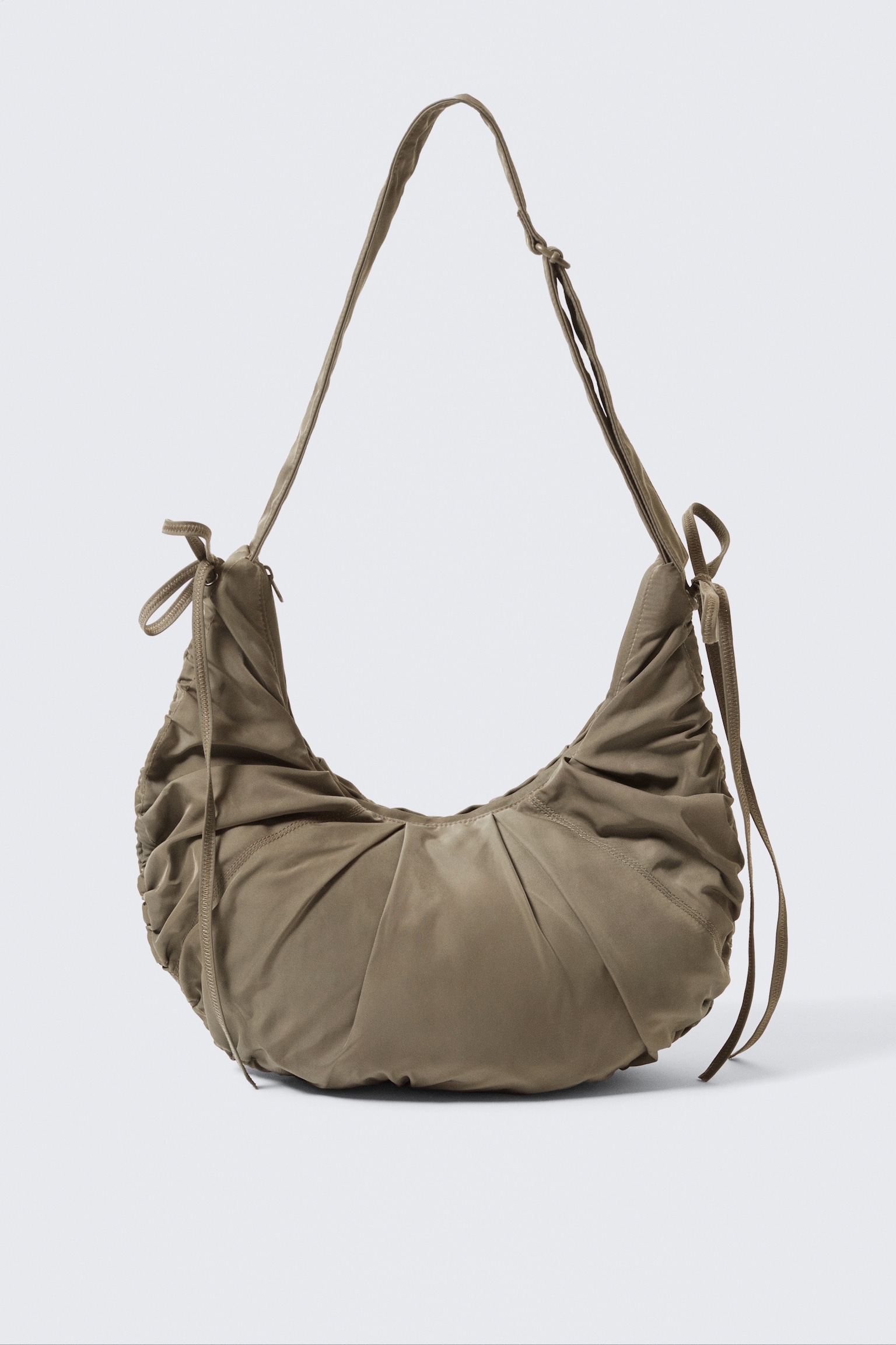RUCHED CROSSBODY BAG - Dark Beige/Black - 2