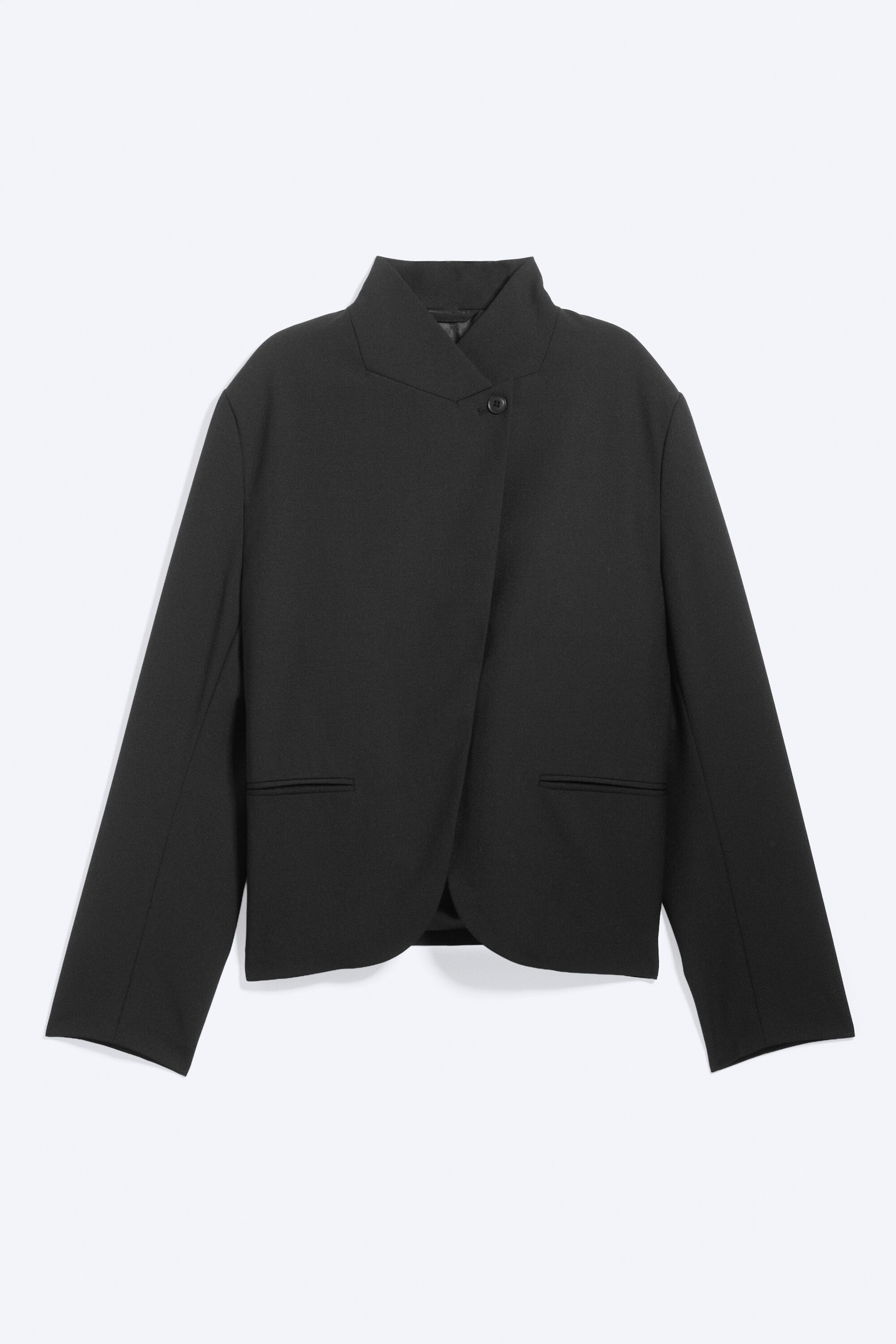 Black - Asymmetric Wool-Blend Blazer - 2