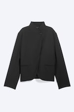 Black - Asymmetric Wool-Blend Blazer - 4