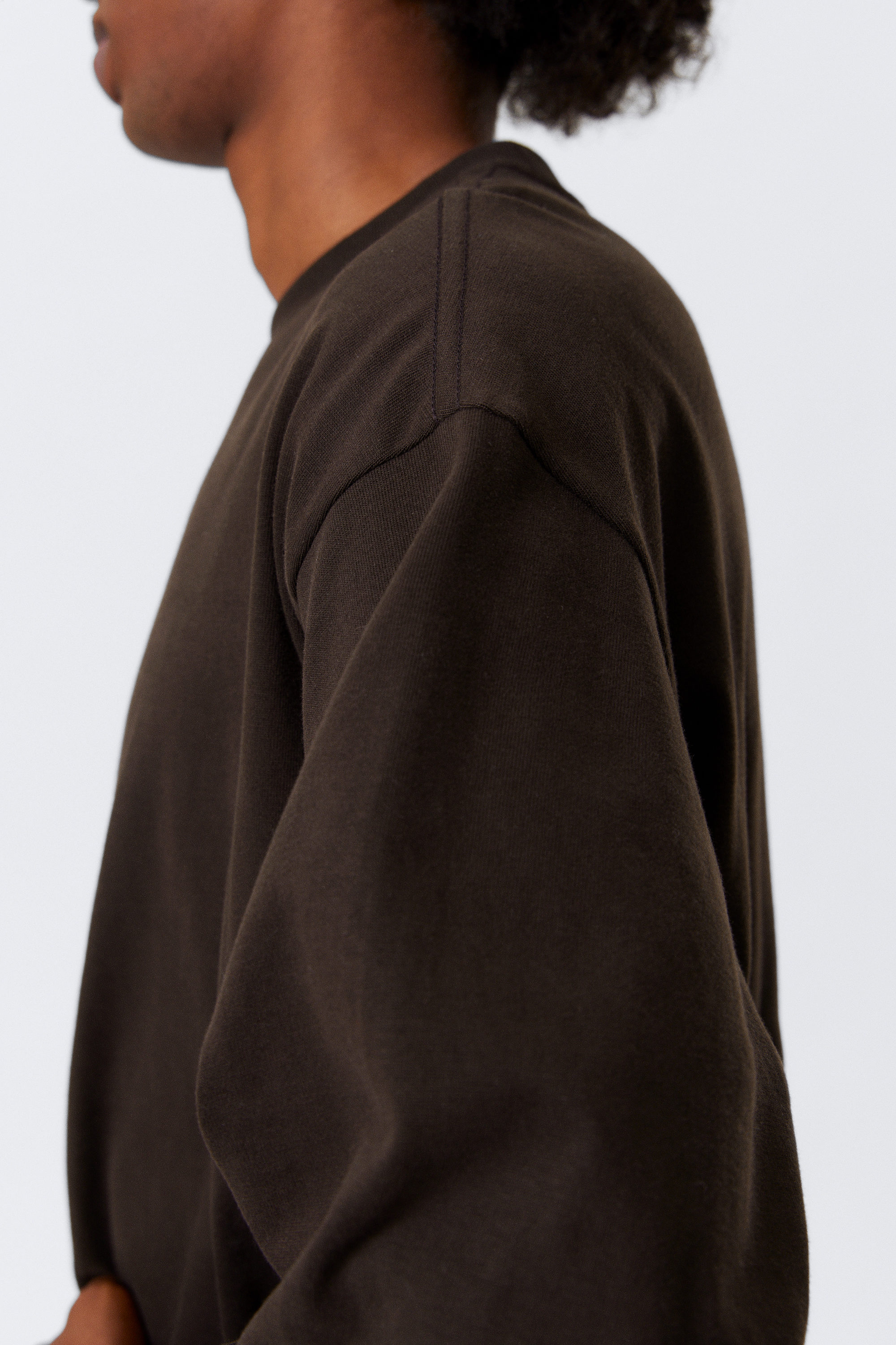 Donkerbruin - Geweldig boxy T-shirt met lange mouwen - 2