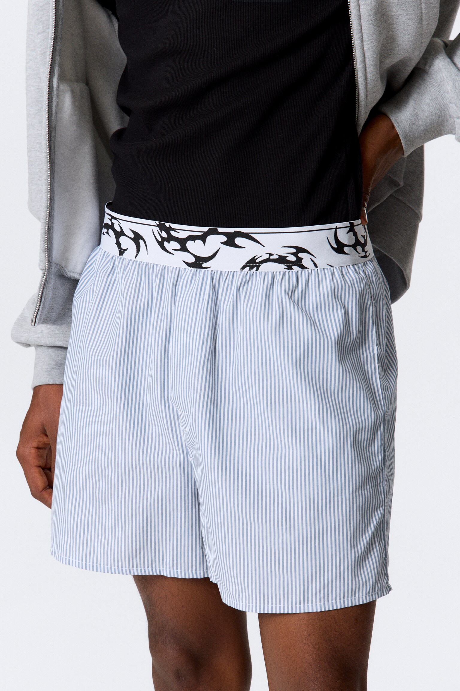 Boxer Pyjama Shorts - White - Blue Stripes/Donkerblauw met wassing - 3