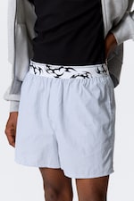 Weiß - Blaue Streifen - Boxer-Pyjamashorts - 1