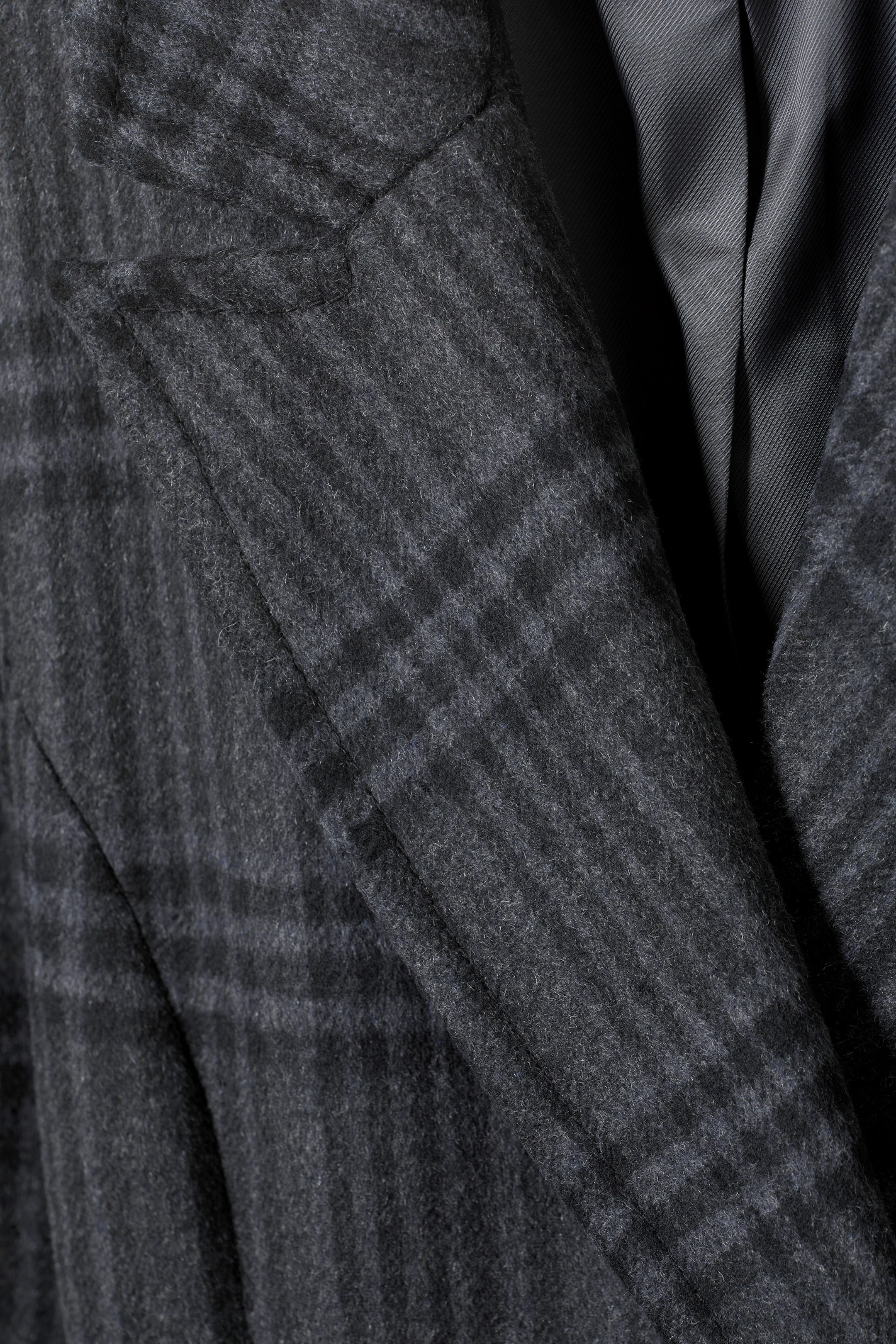 Dark Grey Check - Delia Waisted Wool Blend Coat - 1
