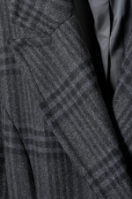 Dark Grey Check - Delia Waisted Wool Blend Coat - 1