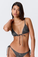 Mörkgrå med tryck - Triangel-Bikinitopp med tryck - 1