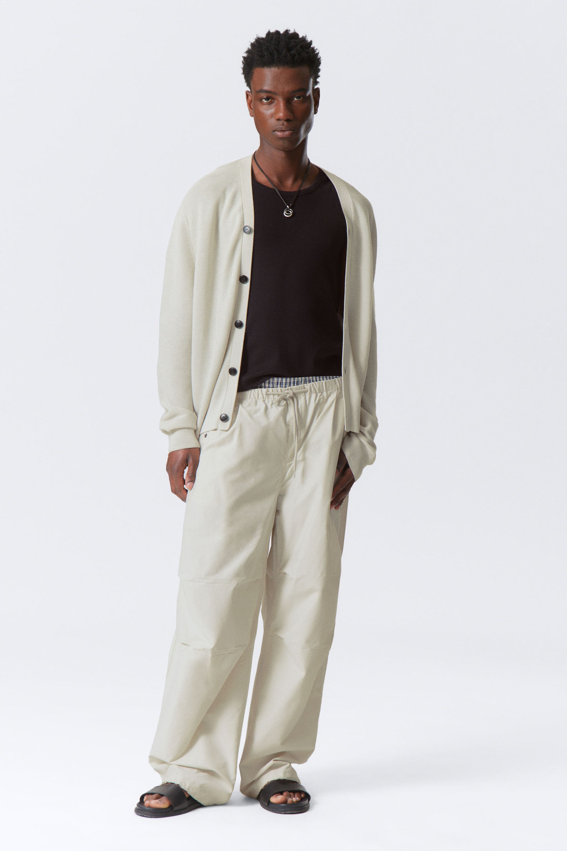 #D3CFC5 - Regular Fit Button-Up Cardigan - 2