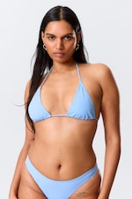 Hellblau - Triangel-Bikinioberteil mit Trägern - 0