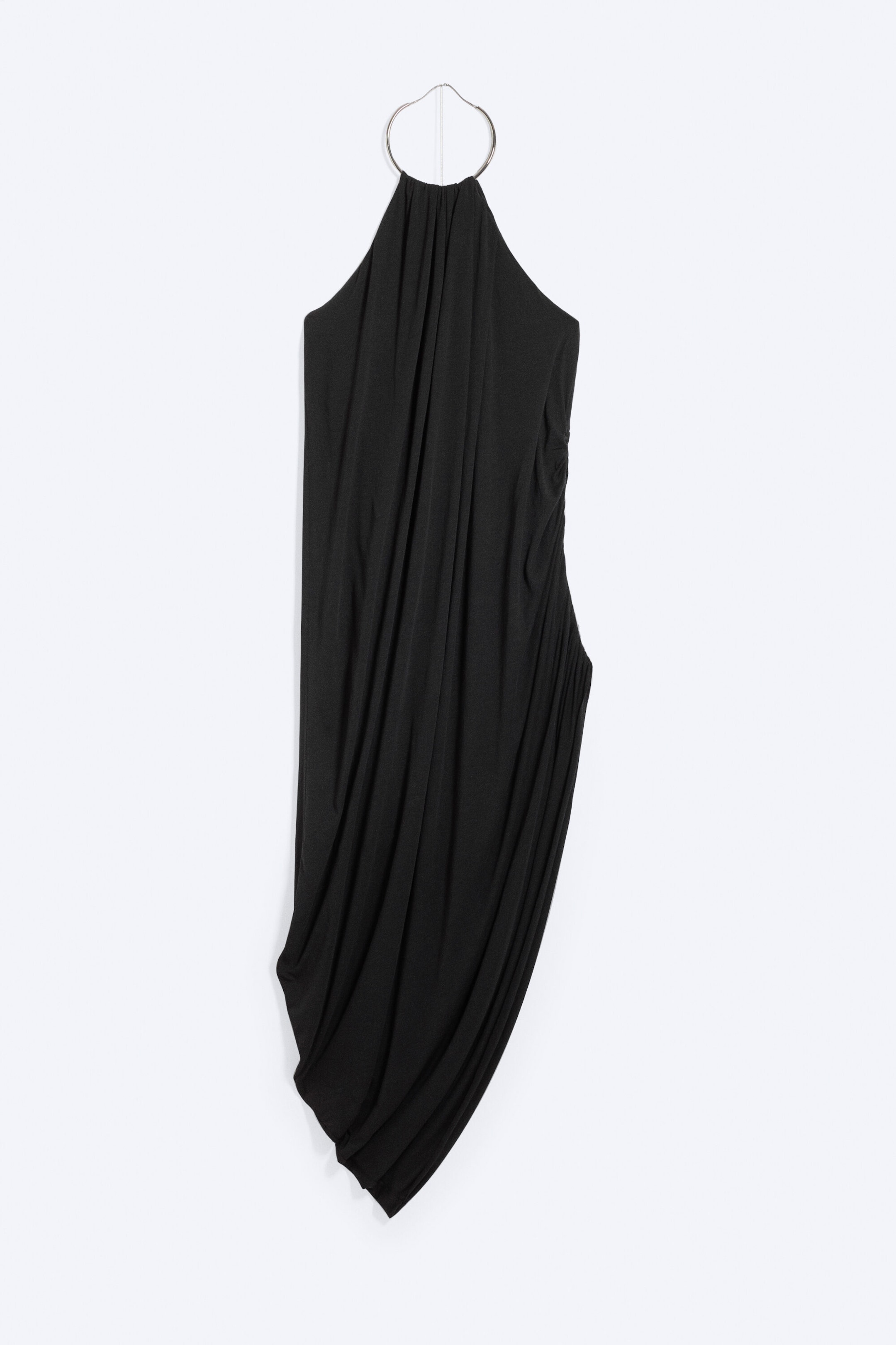 Black - Gathered Halter Dress - 4