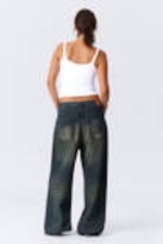 Deep Ocean Blue - Dark Blue - Astro Loose Baggy Leg Jeans - 8