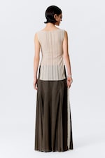 Light Beige - Knitted Boat-Neck Tank Top - 3