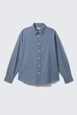 Blauw - Oversized denim overhemd met lange mouwen - 0