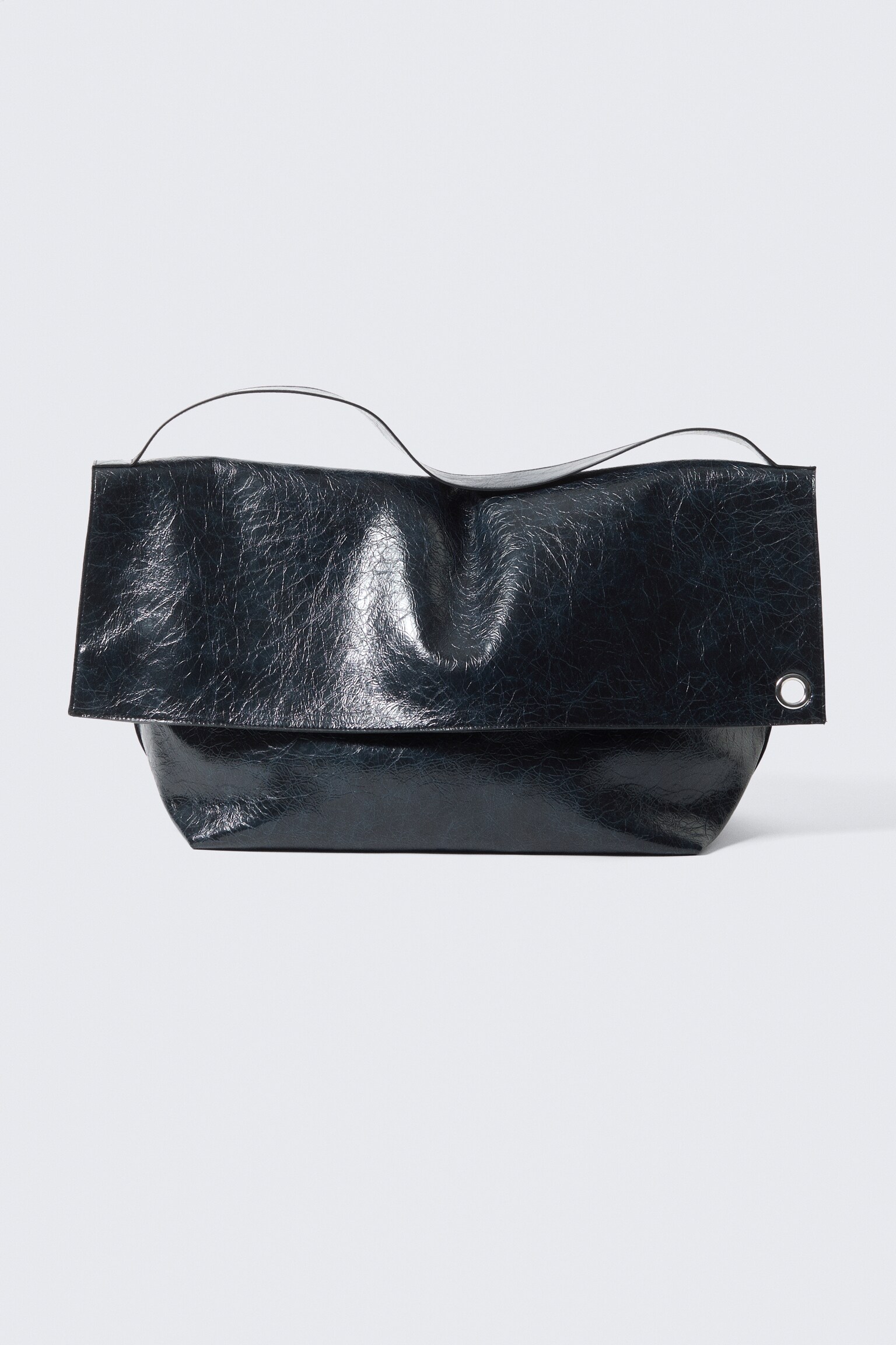 Large Faux Leather Clutch Bag - Dark Navy Blue/Light Dusty Mole