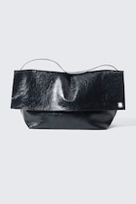 Dark Navy Blue - Large Faux Leather Clutch Bag - 0