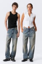 Steel Blue - Medium Blue - Galaxy Loose Straight Leg Jeans