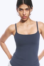 Marinblå - Sporttopp med band - 2