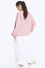 Gestreift rosa/weiß/braun - Longsleeve-Shirt aus Baumwolle - 2