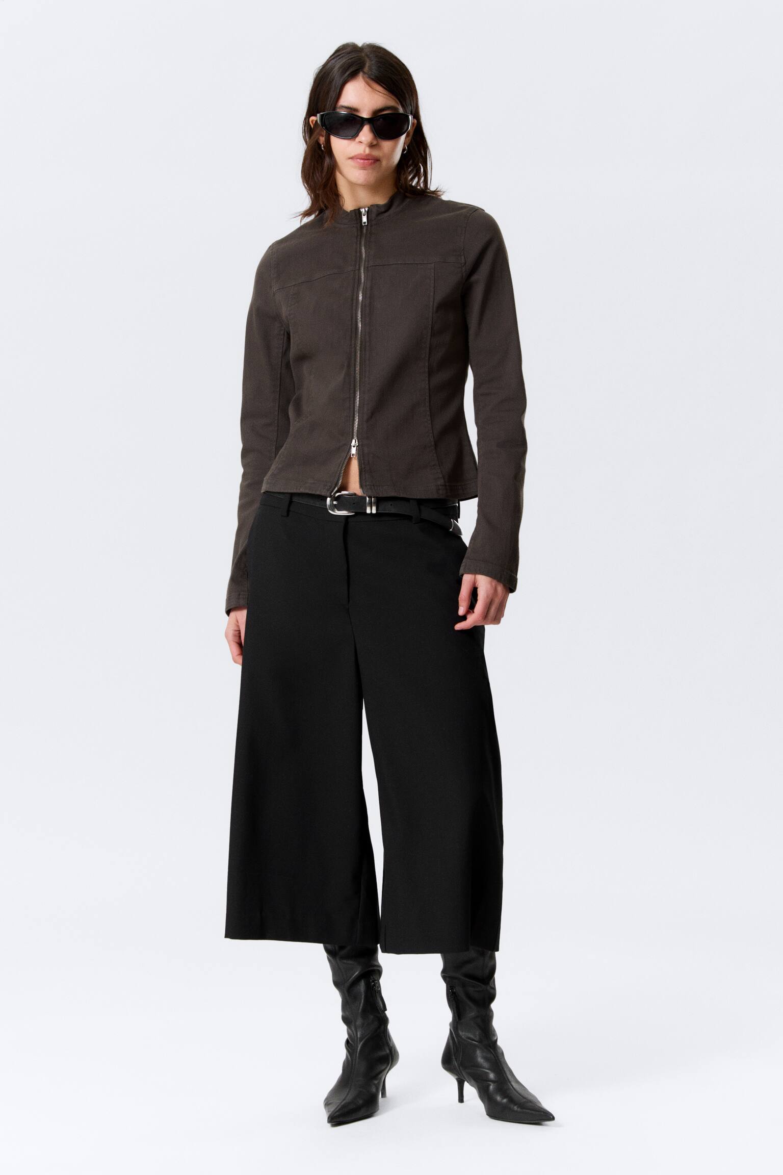 GENEVIEVE KARCSÚ, STRUKTURÁLT PAMUT KABÁT - Sötétszürke/Sötétszürke - 5