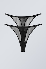 Black Stripe - 2-pack Zelda Lace Thong - 1