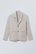 Zacht lichtbeige - Oversized blazer met enkele rij knopen - 0