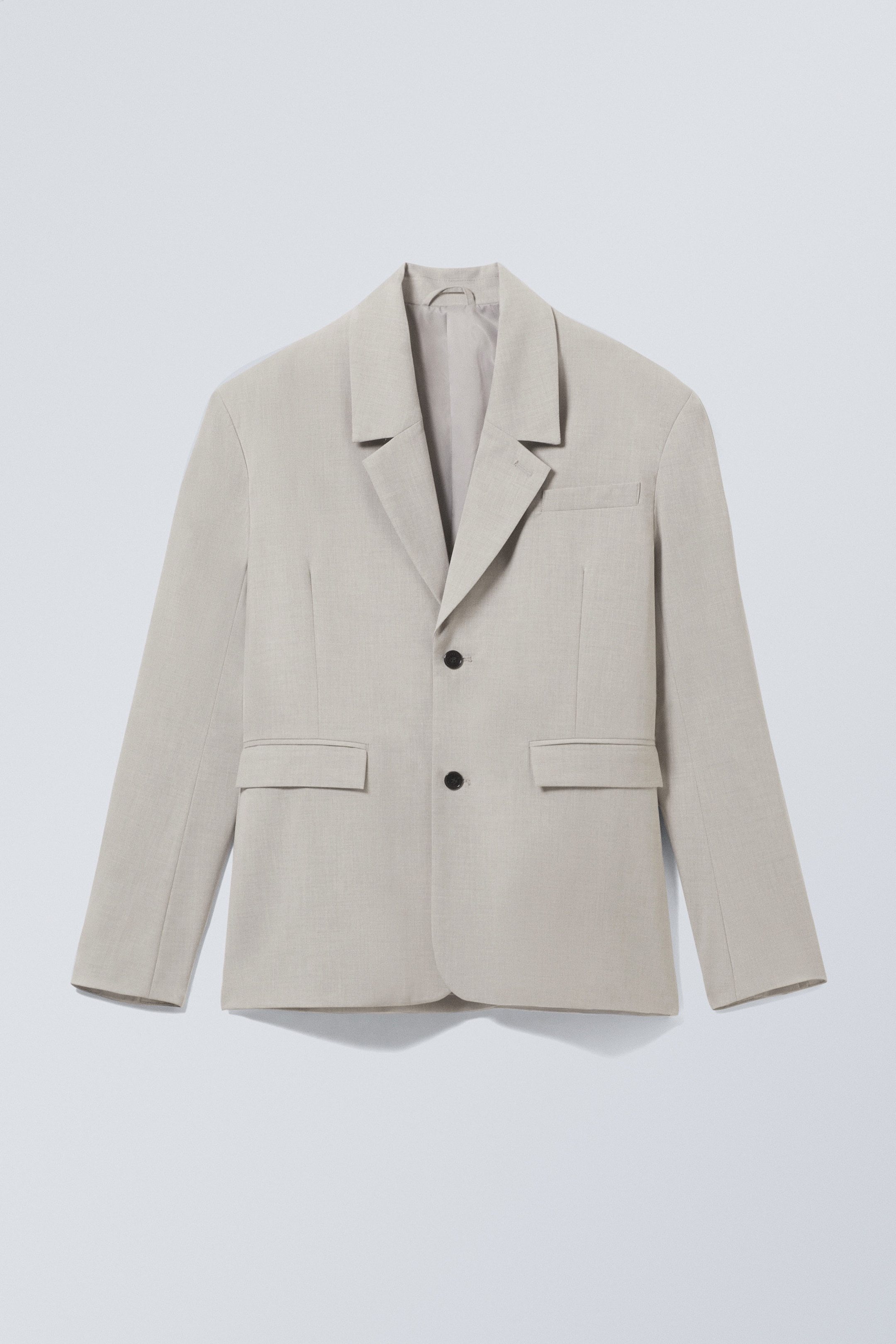 Zacht lichtbeige - Oversized blazer met enkele rij knopen - 1