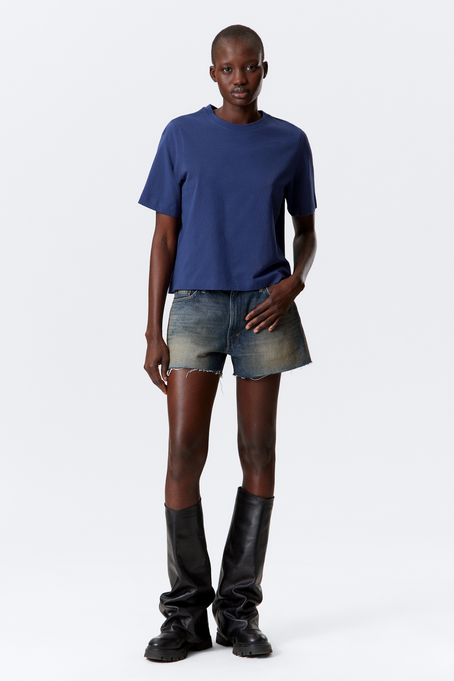 Perfect Boxy T-shirt - Dark Blue/White/Black/Dark Green/Khaki Green - 3
