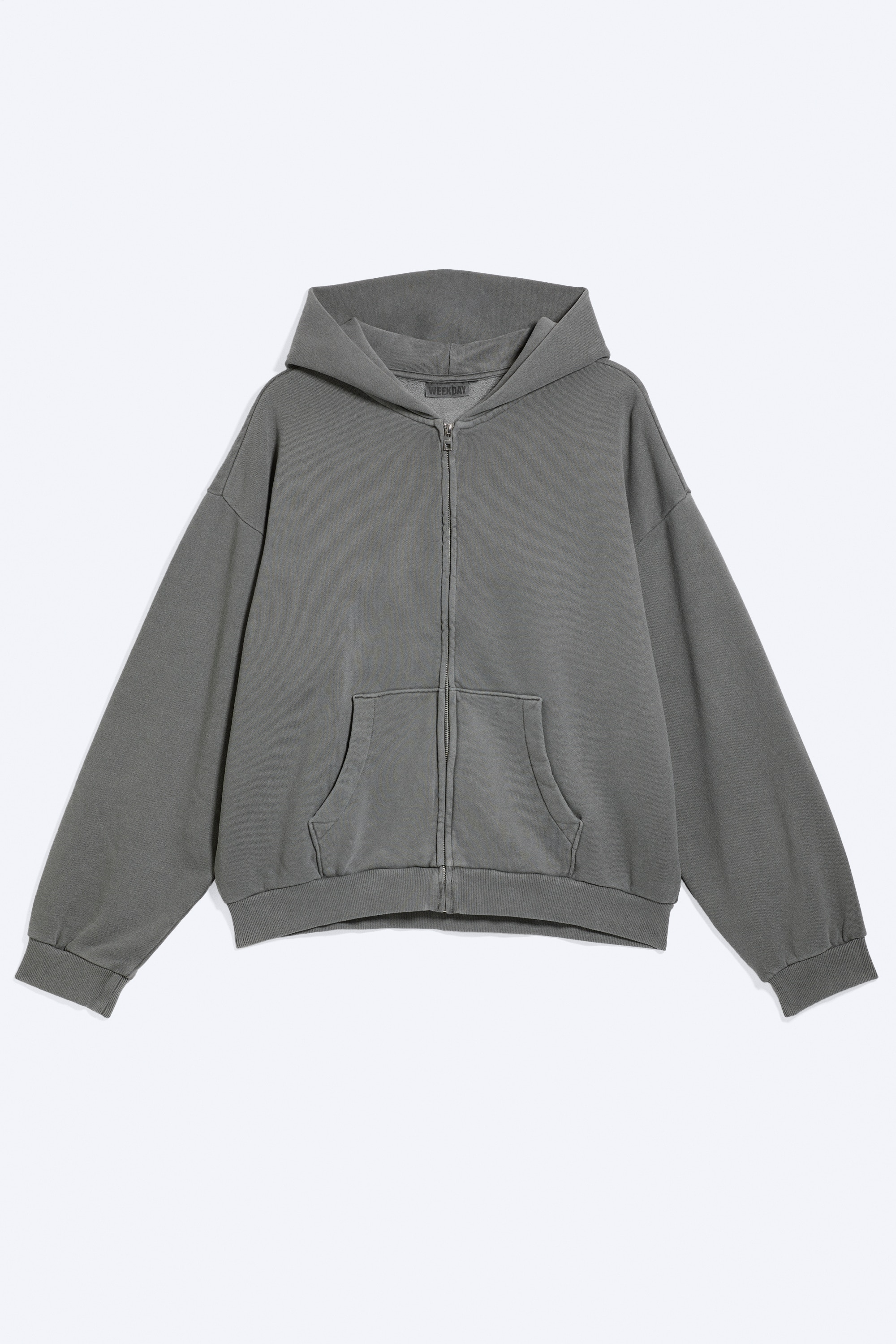 Schwerer Zip-Hoodie mit weiter Passform - Ausgewaschenes Grau/Used Black