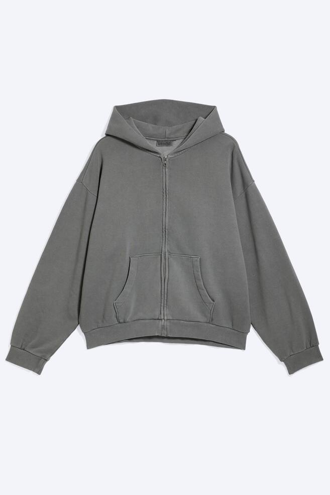 Heavy Loose Zip Hoodie - Washed Grey/Worn Black - 1