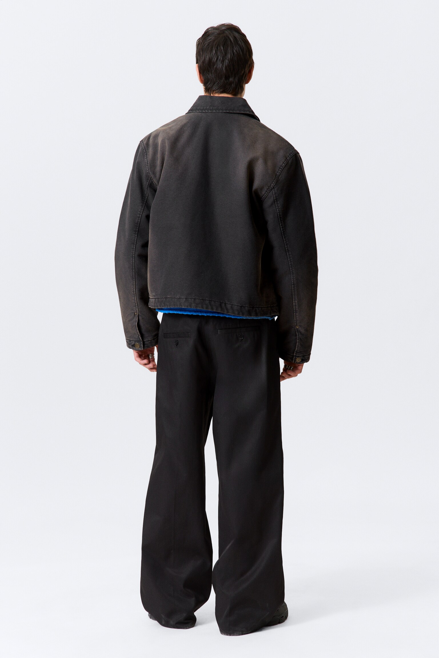 Casaco Boxy Relaxado com Fecho - Preto/Bege - 5