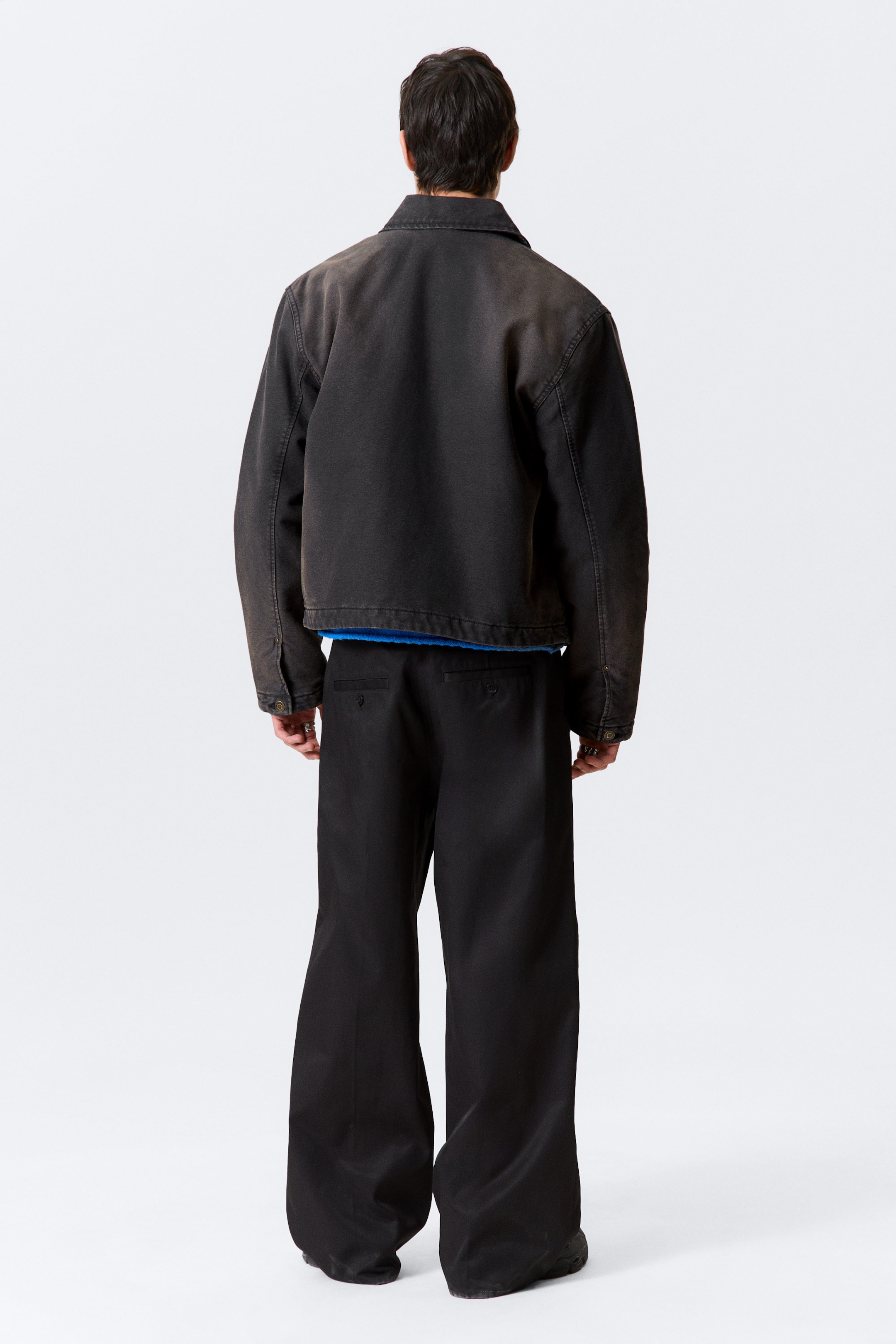 Schwarz - Locker geschnittene, kastige Zip-Jacke - 3