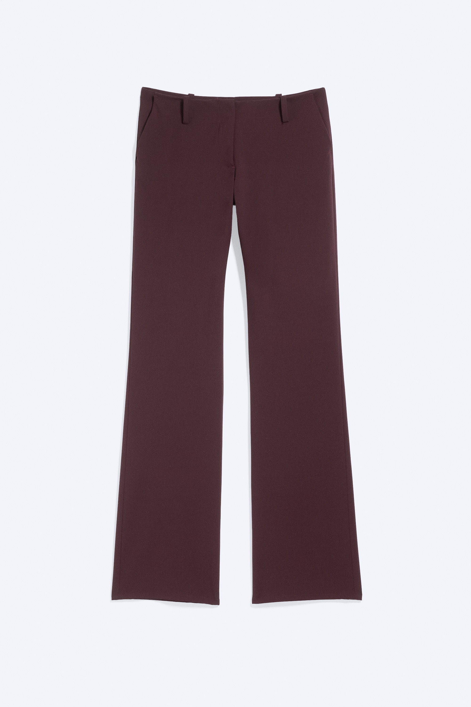 Rechte smalle broek met lage taille - Donkerrood/Zwart