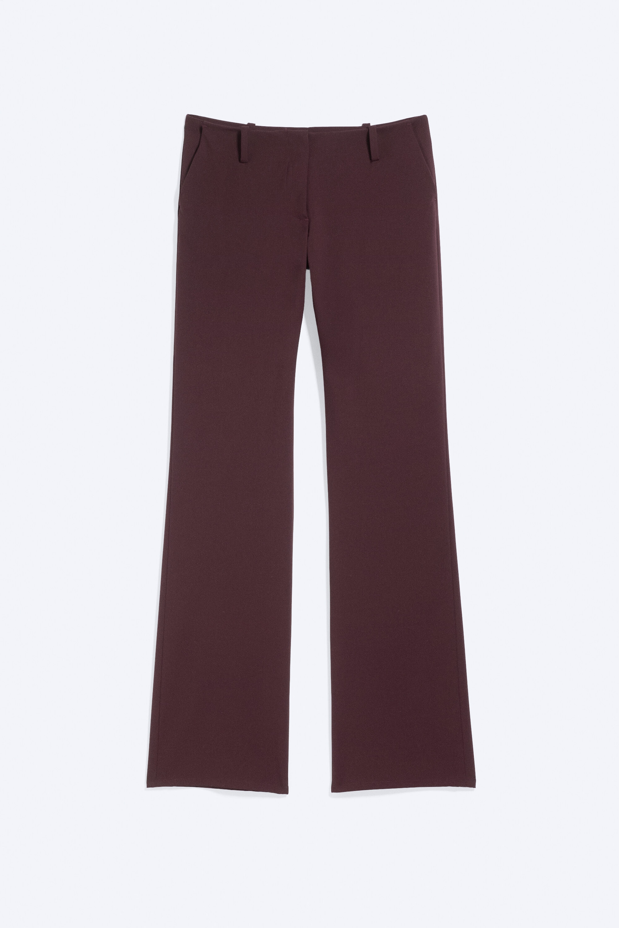 Dark Red - Low waist straight slim trousers - 3