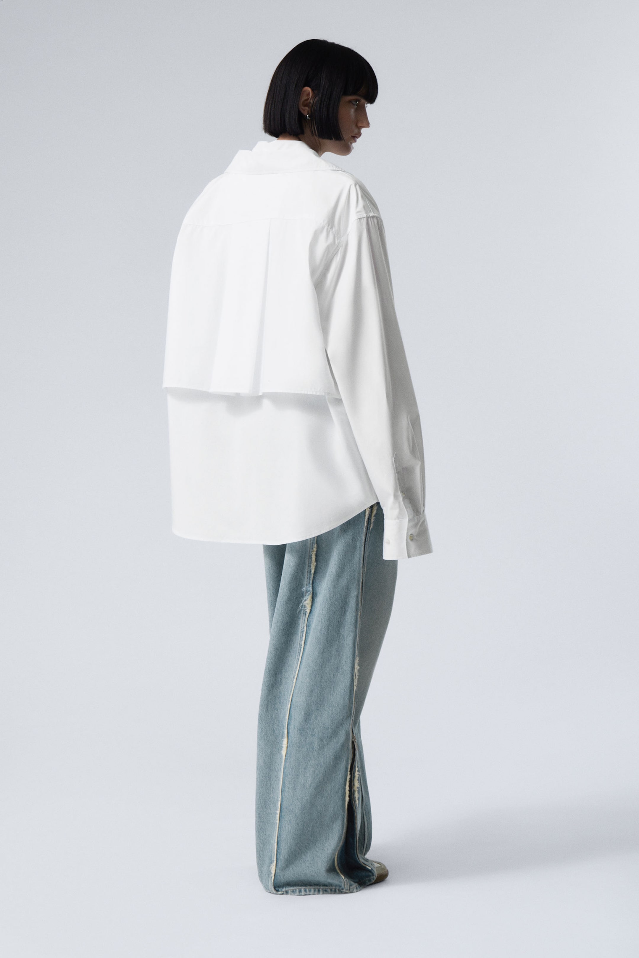 White - Double-Layered Oversized Shirt - 3