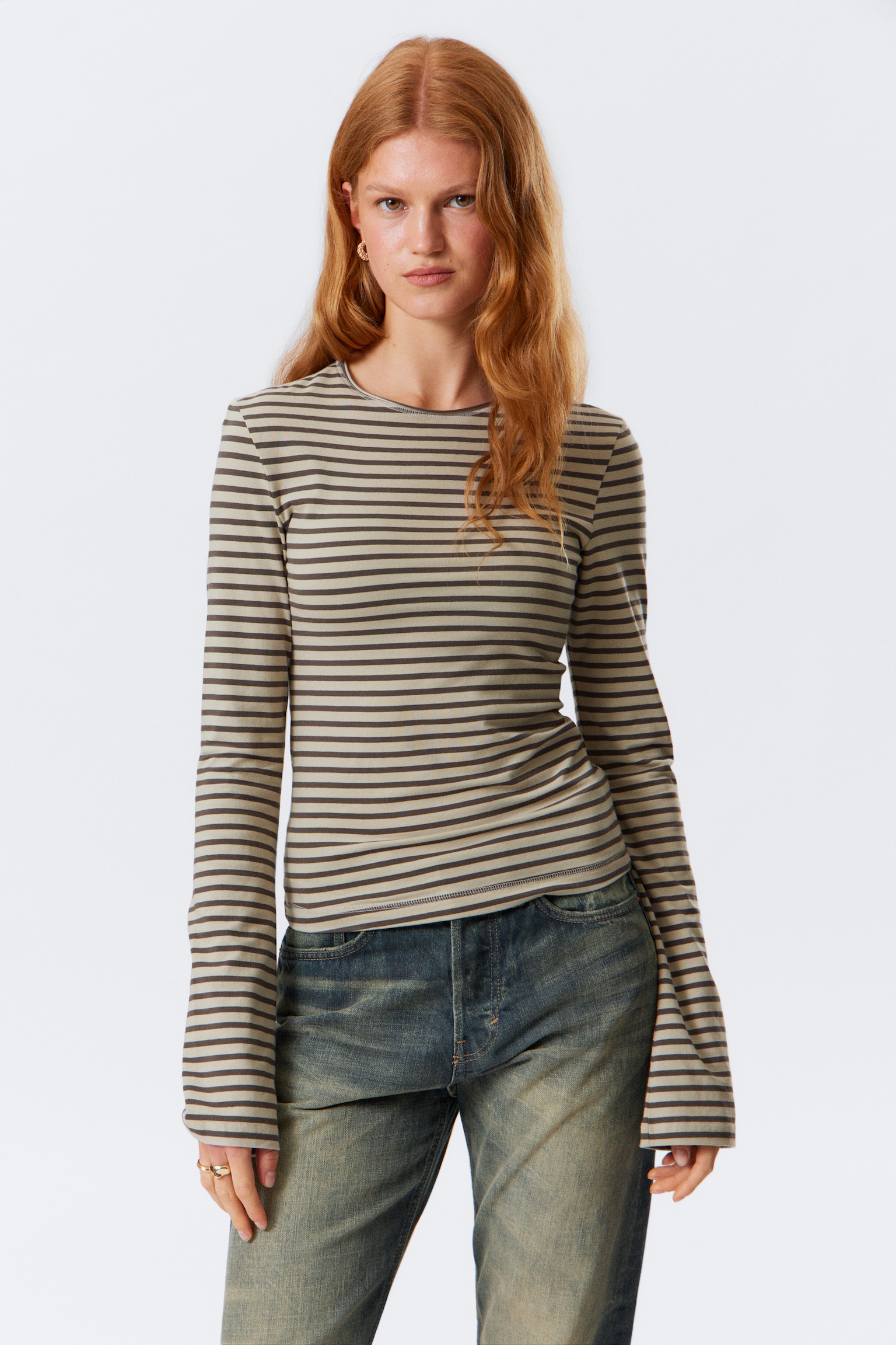 Longsleeve aus Baumwolle - Graubraun gestreift/Dunkelbraun/Dunkelbraun gestreift/Dunkelgrün/Weiß - Schwarze Streifen/Weiß/Dunkles Khakigrün gestreift/Rostbraun