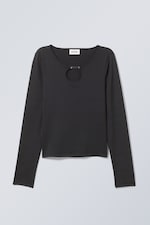 Black - Enya Cut Out Metal Long Sleeve - 0