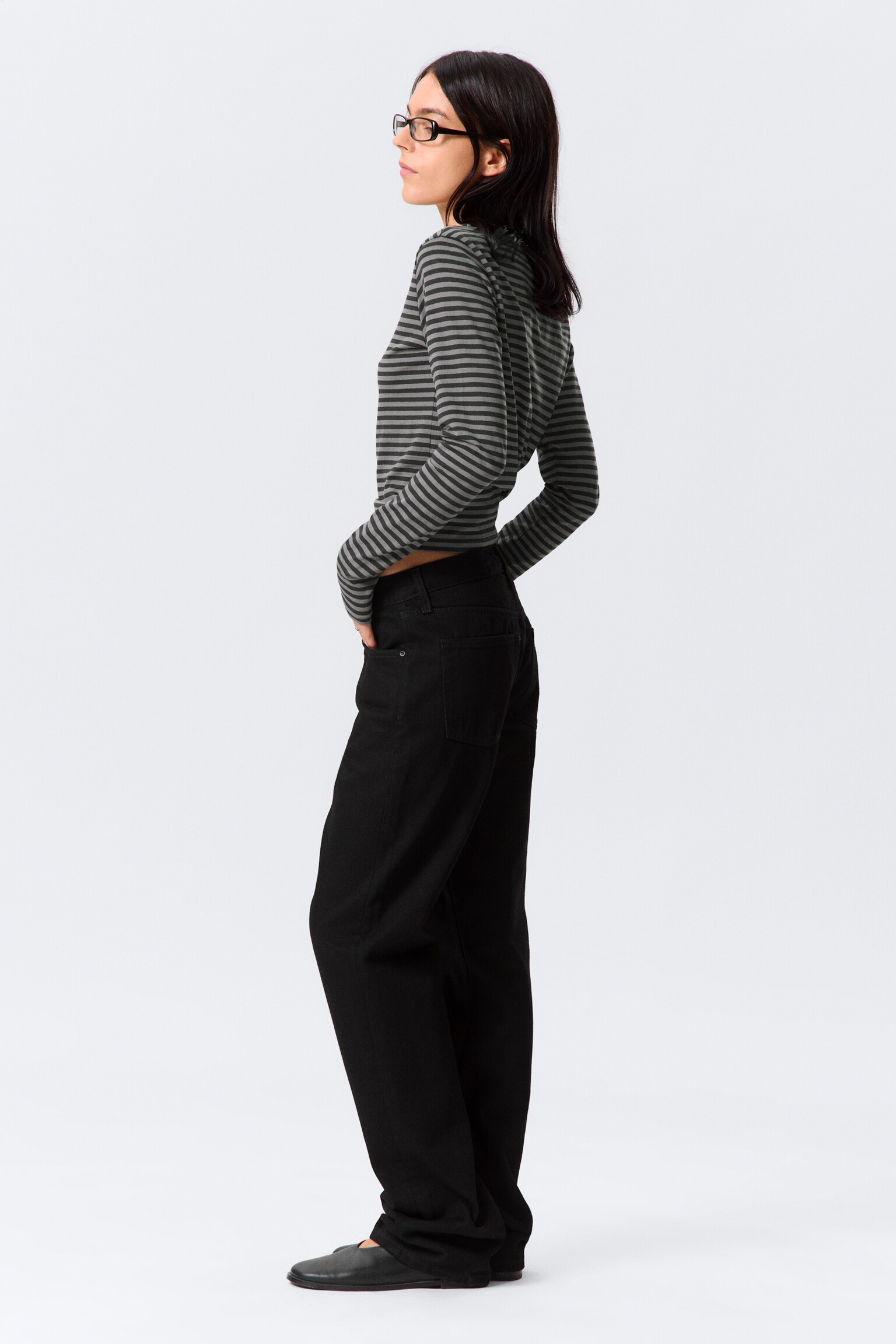 Orbit Mid Waist Regular Straight Leg Jeans - Black Rinse - Schwarz/Board Blue - Mittelblau - 5
