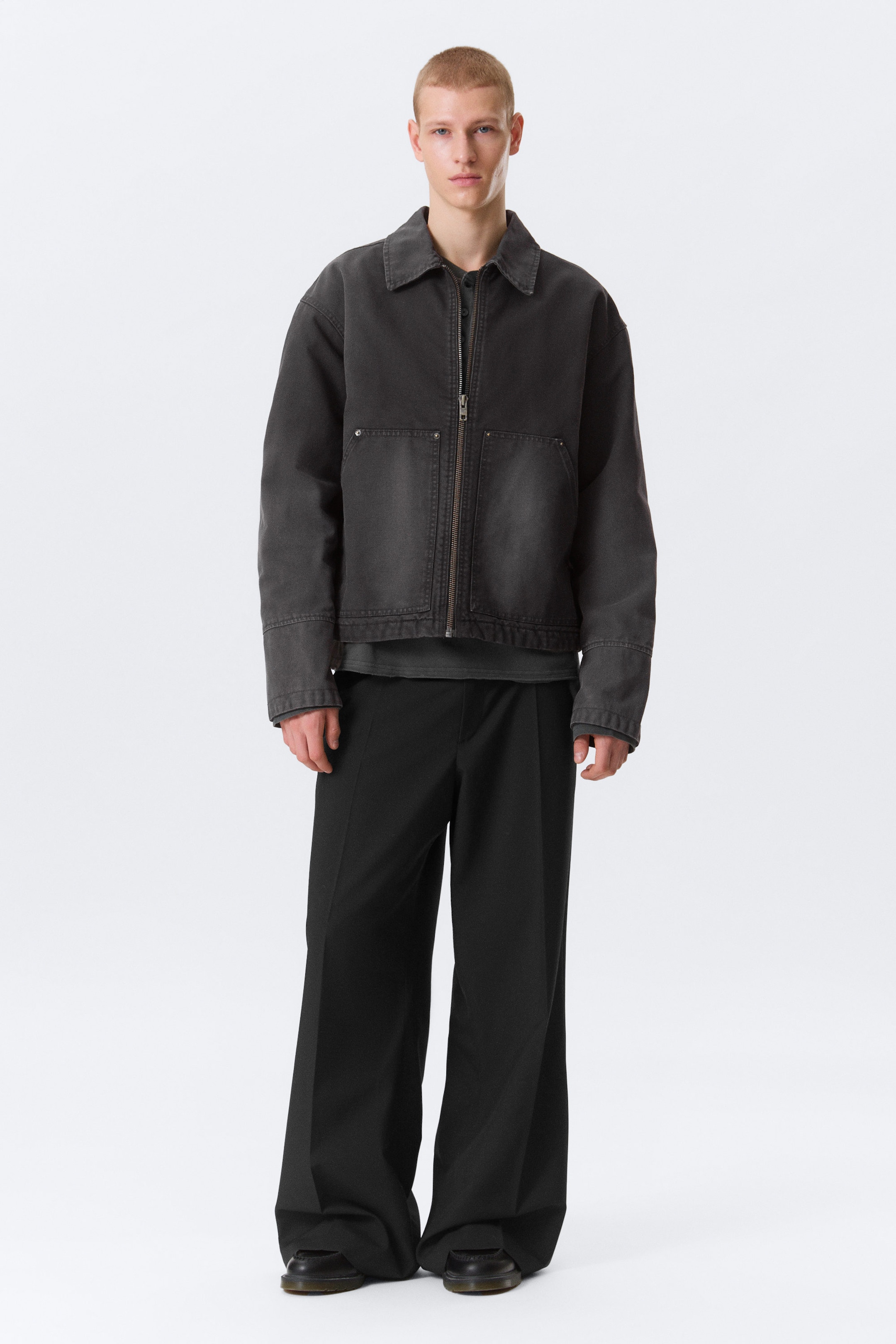 Washed Black - Relaxed Washed Utility Jacket - 2