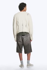 Beige - Boxy Strick-Cardigan im Used-Look - 3