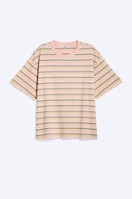 Pink/Khaki Stripe - Boxy Cotton T-shirt - 3