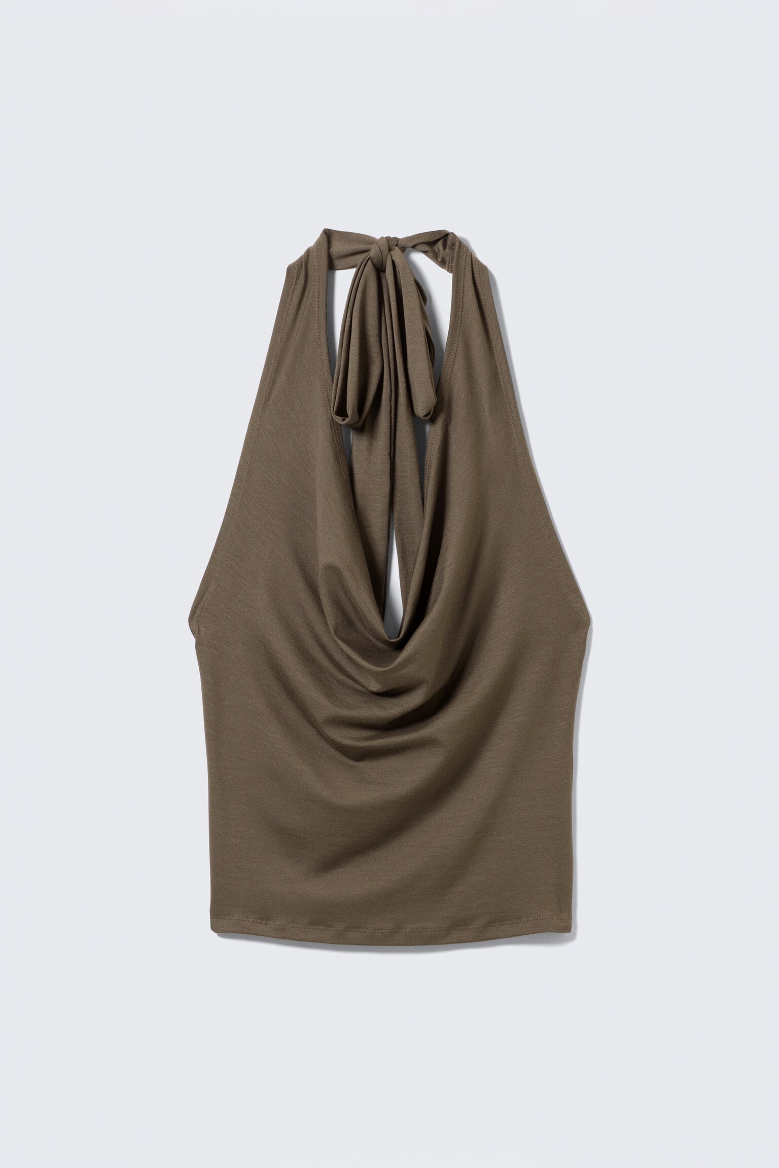 Waterfall Drape Halter Top - Donkertaupe/Black - 2
