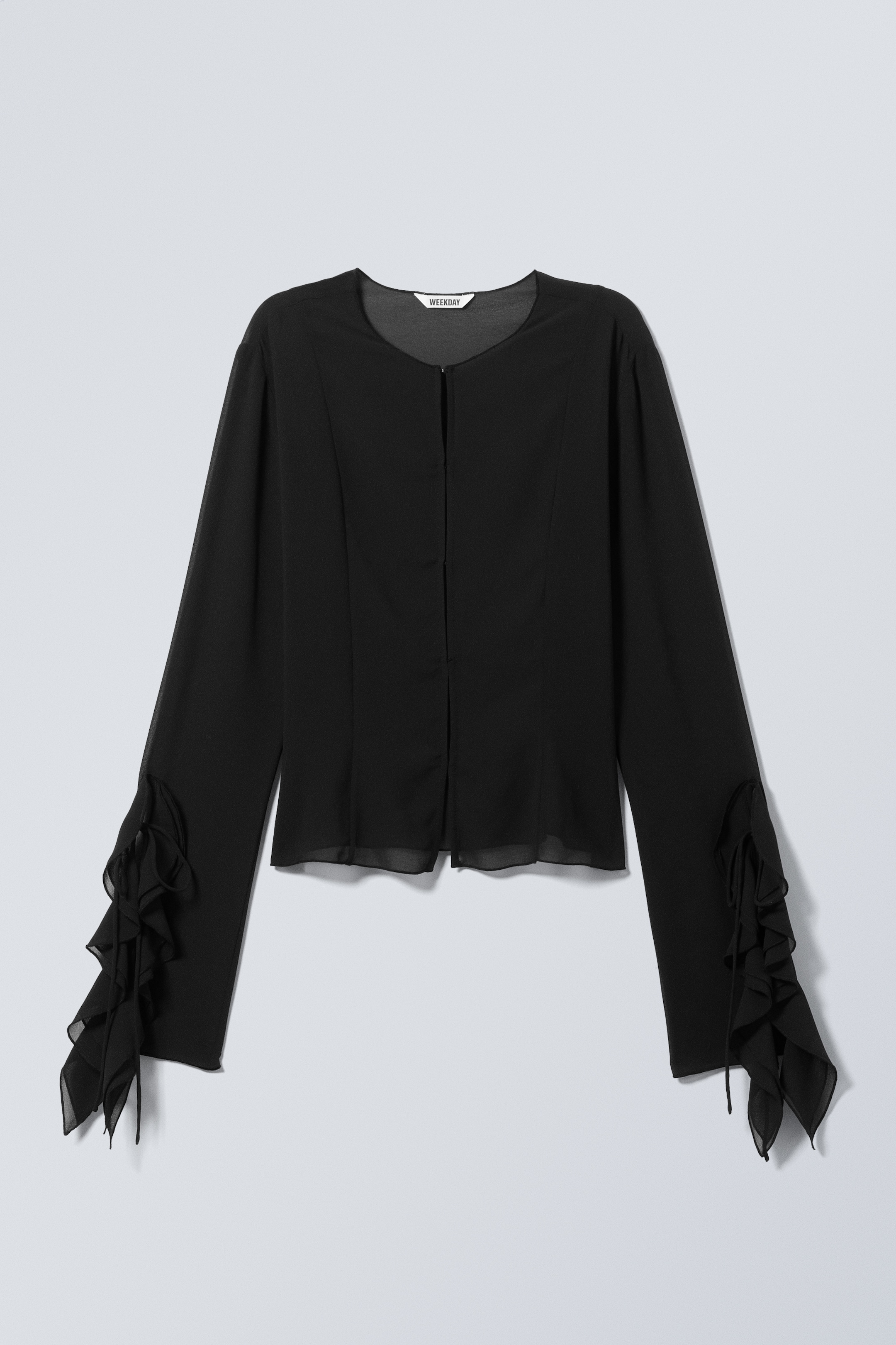 Zobrazit větší obrázek: Frilled Long-Sleeved Blouse - Black - ŽENY | H&M CZ 5