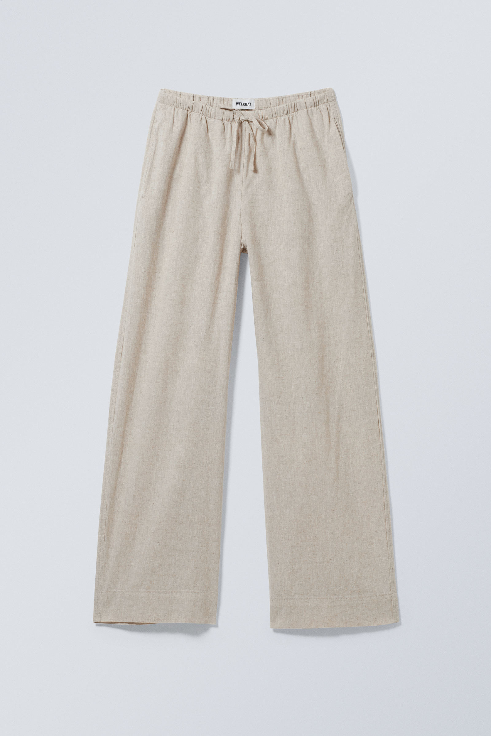 wide pull-on linen blend trousers - Ecru | Weekday WW